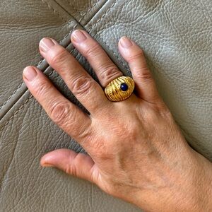 Statement  Cocktail Gold Blue REEF RING, Size 8,5 $270